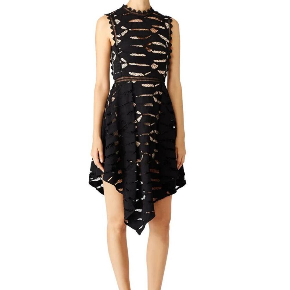 ACLER Women's Black Ascot Lace Cut Out Sleeveless Skirt Dress Size 4